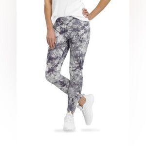 Hue Active Tonal Tie Dye Skimmer Leggings Moisture Wicking Tie Dye Gray L NWT